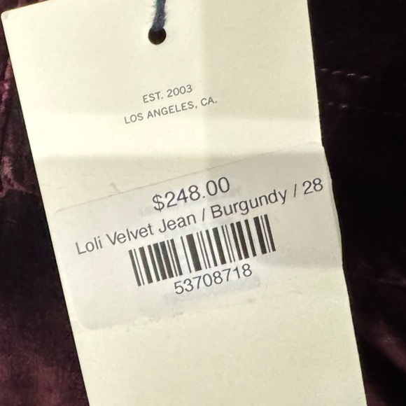 NWT Citizens Of Humanity - Lolli Mid Rise Baggy Velvet Jeans in Burgundy - Picture 11 of 12